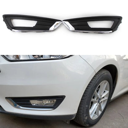 1Pair Chrome Black Front Bumper Grill Fog Light Lamp Covers Fit FORD Focus 15-17