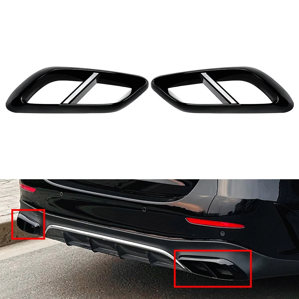 Rear Throat Exhaust Pipe Cover For Mercedes Benz E Class W214 2024+ Glossy Black