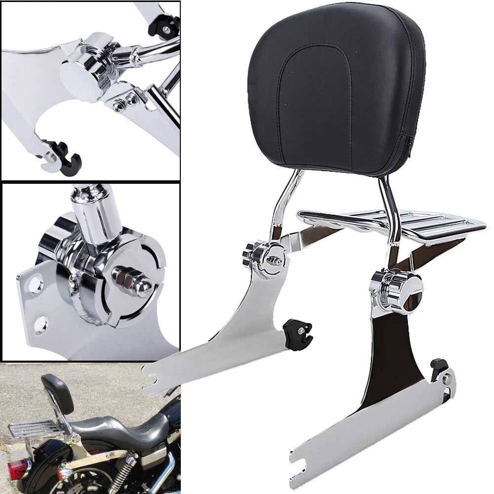 Backrest Sissy Bar Luggage Rack For Harley Dyna Street-Bob Super Glide Low Rider