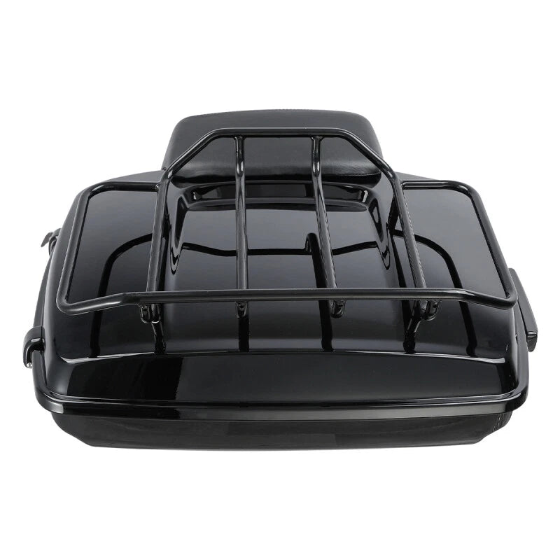 Black Razor Trunk Top Rail Backrest Pad Mount Rack Fit For Harley Touring 14-25