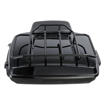 Black Razor Trunk Top Rail Backrest Pad Mount Rack Fit For Harley Touring 14-25