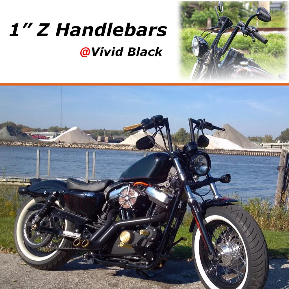 Motorcycle 10-1/2" Rise 1" Ape Hanger Z-Bar Handlebar For Harley Sportster Dyna