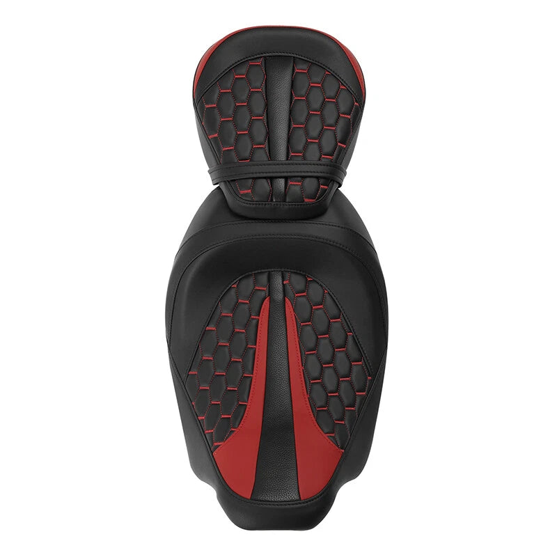 Rider Driver & Passenger Gel Seat Fit For Harley Road Glide King 09-23 Black Red