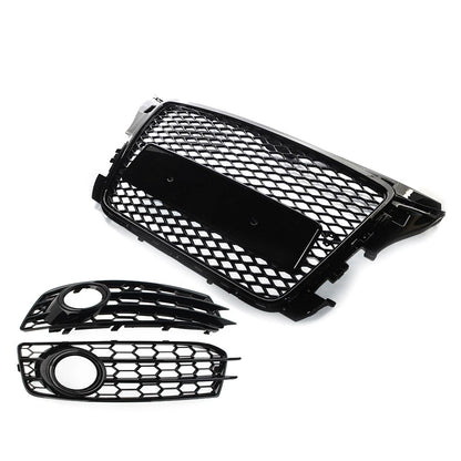Black Front Honeycomb Grill Fog Light Cover Set For Audi A3 8P 2009-2012 2010