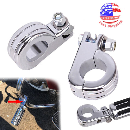 Chrome 1.25" 1-1/4" Foot Pegs Mounting Kit For Harley Highway Engine Guard Bars