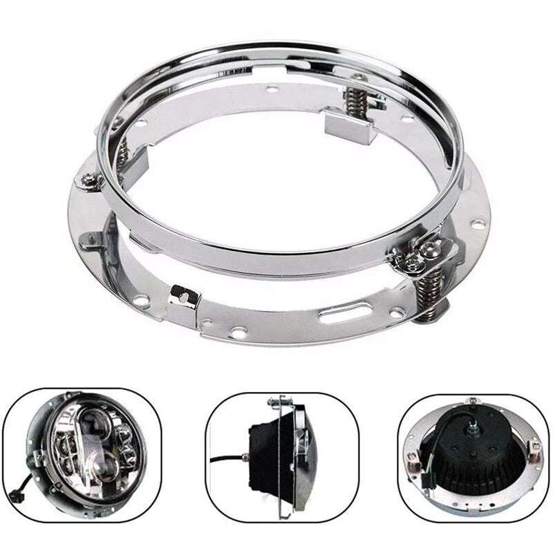 For Harley Touring 7" Inch Motorcycle LED Headlight Mounting Ring Bracket Chrome