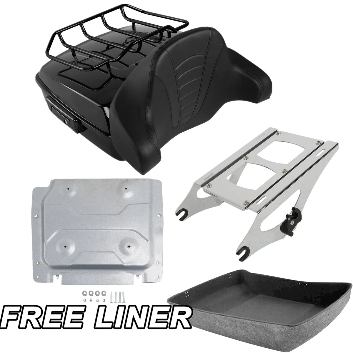 Chopped Trunk Backrest Mount Rack Base Plate For Harley Touring Glide 14-25