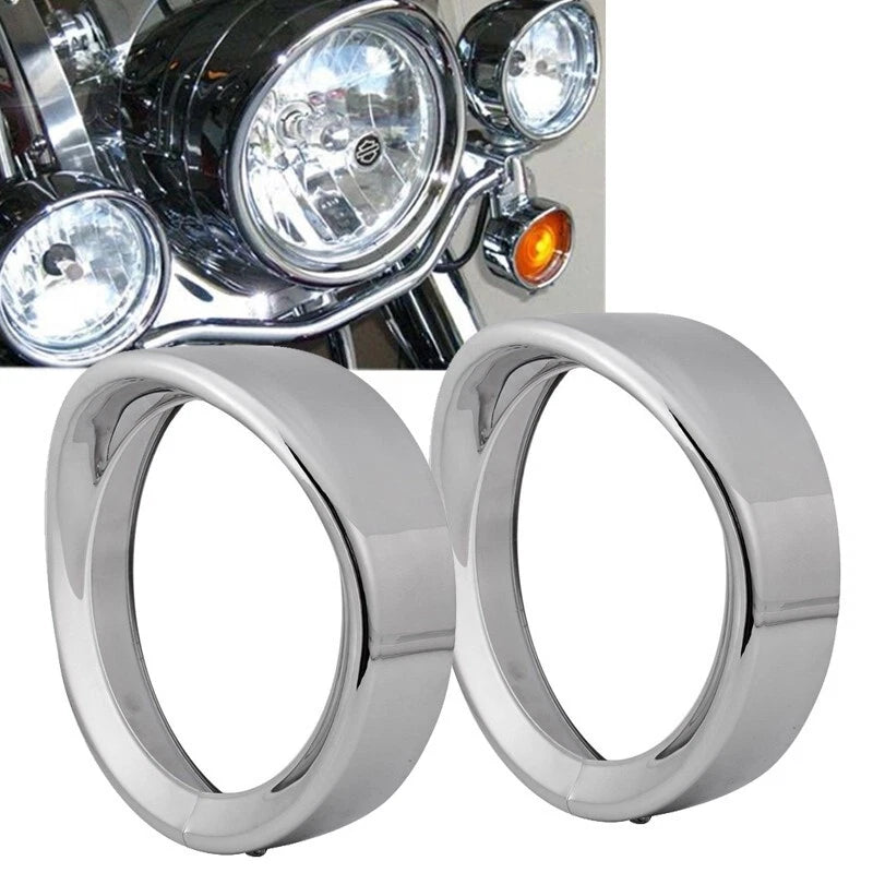 4.5 inch Chrome Auxiliary Lamp Visor Style Passing Lamp Trim Ring For Touring