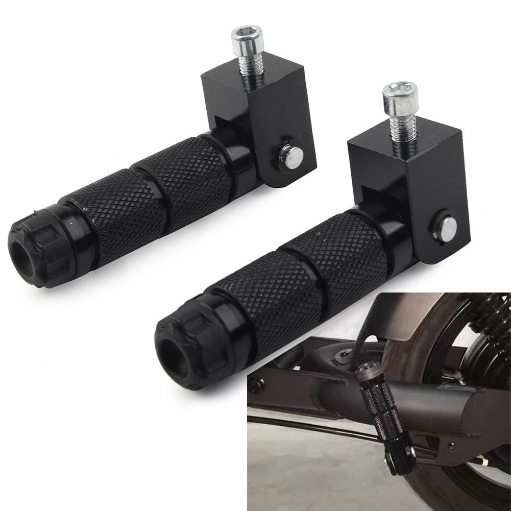Universal 8mm Folding Passenger Foot Pegs for Electric Motor Bicycle ATV Black