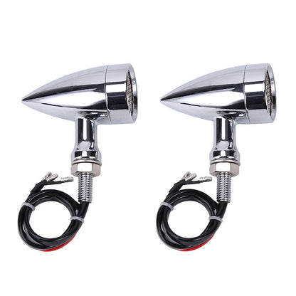 4X Chrome Bullet Motorcycle LED Turn Signal Brake Running Tail Light For Harley