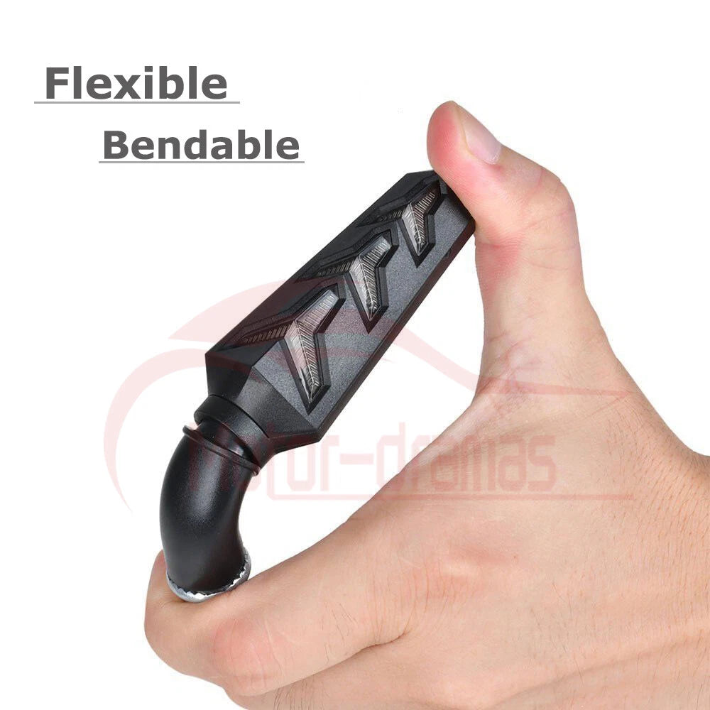 2x Motorcycle turn signal Indicators Blinkers Flexible Bendable Amber light lamp