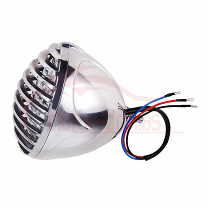 Motorcycle Amber Finned Grilled Headlight Lamp For Harley Bobber Chopper Cafe