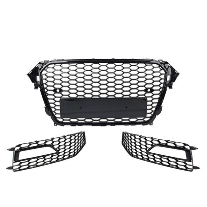 Front Honeycomb Bumper Grille Fog Light Covers Set For Audi A4 S4 2013-2015