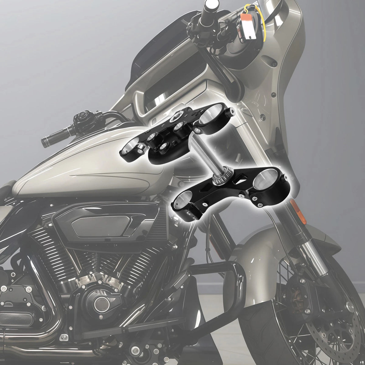 Upper Lower Triple Tree Steering Stem For Harley Touring CVO Street Glide 23-26