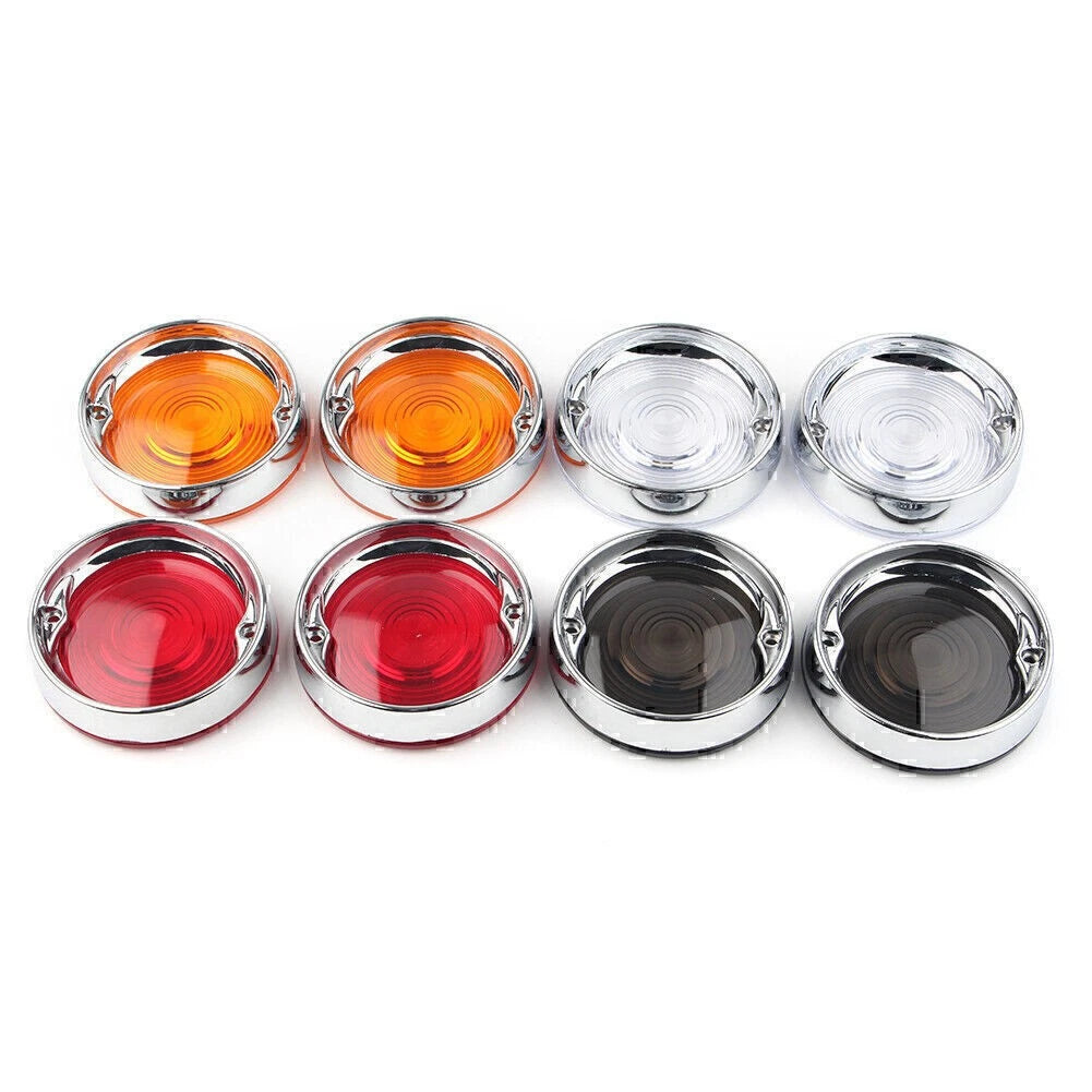 3-1/4" Turn Signal Bezels Red Lens Cover&Trim Rings For Harley Touring Road King