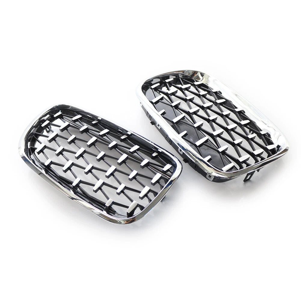 Front Kidney Grille Grill Diamond Style For BMW X5 E70 07-13 ABS Chrome 2pcs US