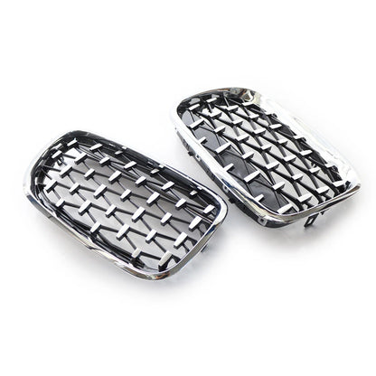 Front Kidney Grille Grill Diamond Style For BMW X5 E70 07-13 ABS Chrome 2pcs US