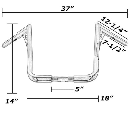 1-1/4" 14" Rise Ape Hanger Handlebar For Harley Touring Electra Glide FLHT 82-UP