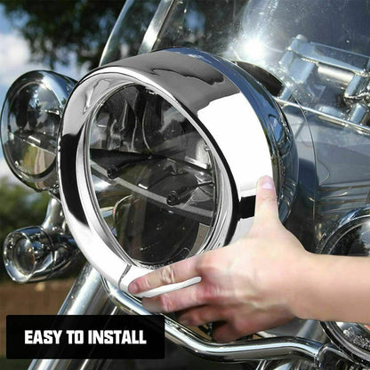 For Harley Touring 7" Headlight Lights Passing Lamp Trim Ring Bezel Visor Cover
