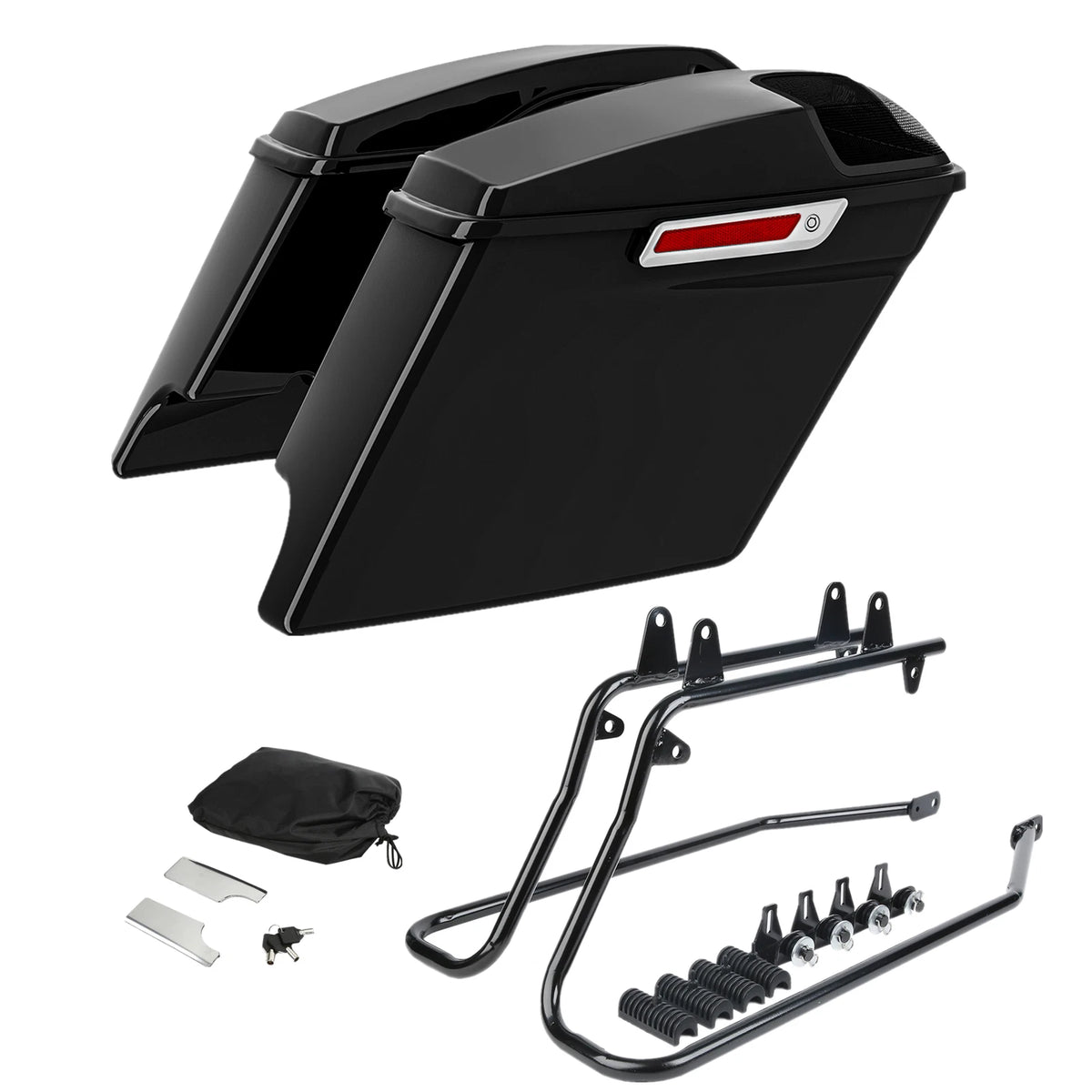 Hard Saddlebags 5 x 7"Speaker Grill & Bracket Fit For Harley Softail FLST 84-17