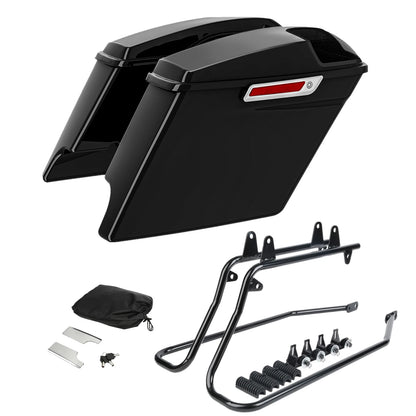 Hard Saddlebags 5 x 7"Speaker Grill & Bracket Fit For Harley Softail FLST 84-17