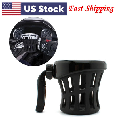 Handlebar Cup Holder Mount Drink W/ Mesh Basket Universal For Harley Black US