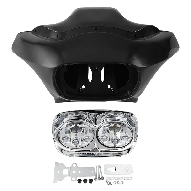 Unpainted Inner Outer Fairings & LED Headlight Fit For Road Glide FLTR 1998-2013