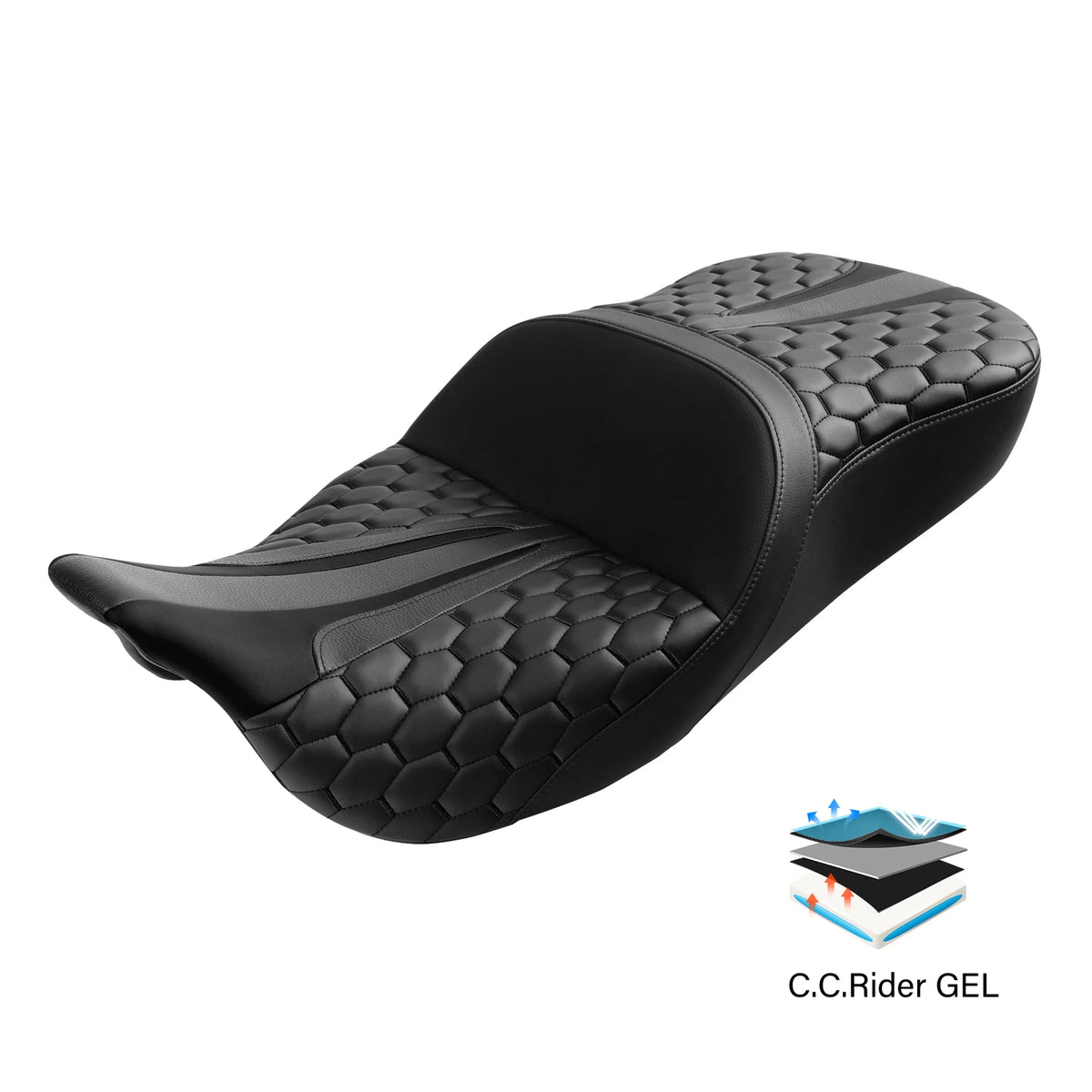 Gel Driver Passenger Seat Fit For Harley Electra Street Road Glide King 2009-23
