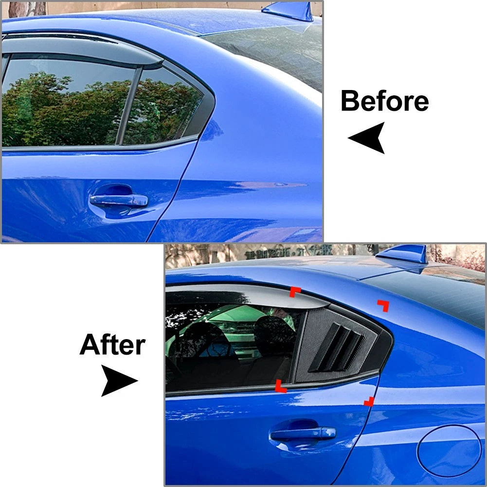 Glossy Black Rear Window Shutter Louvers Cover Trim For Subaru WRX STI VA 14-21