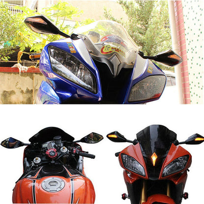 Pair LED Mirrors For SUZUKI GSXR 600 750 1000 Hayabusa GSF SV Katana TL1000R