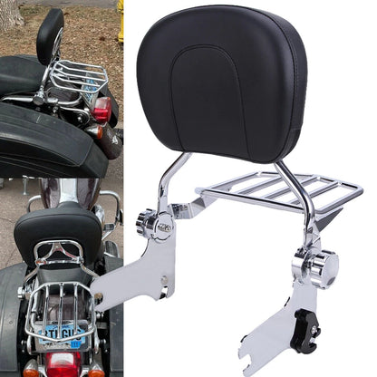 Detachable Backrest Sissy Bar Luggage Rack+Docking Kit For Harley Touring 97-08