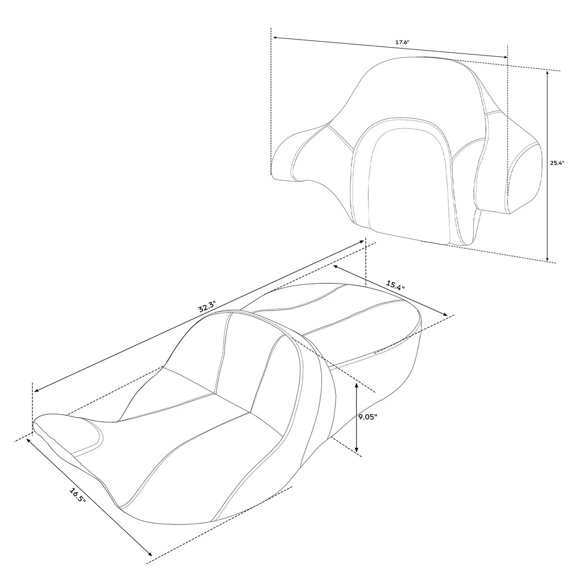 Driver Passenger Seat King Backrest Pad Fit For Harley Touring Road Glide 14-23