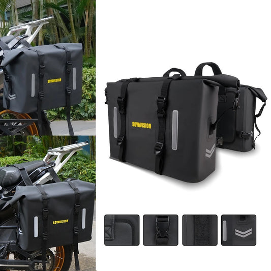 Waterproof Motorcycle Large Saddlebags 60L Side Bag Luggage For Harley Honda BMW