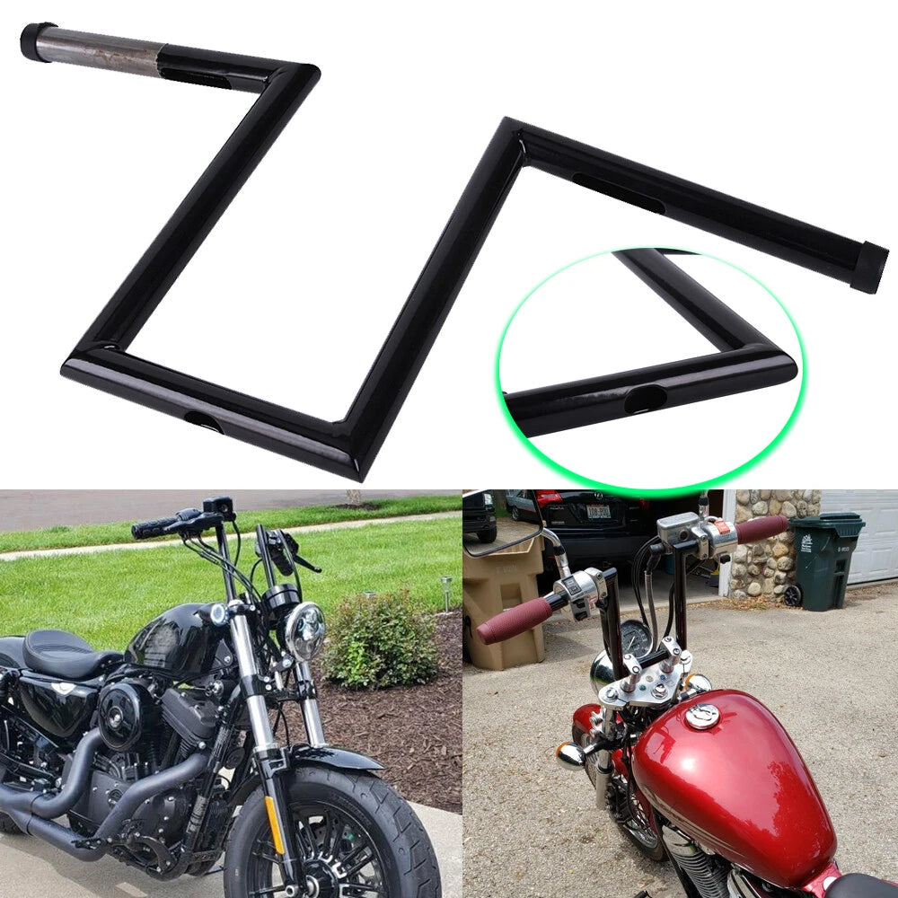 10-1/2" Rise 1" Ape Hangers Handlebar Z-Bars For Harley Sportster Softail Fatboy