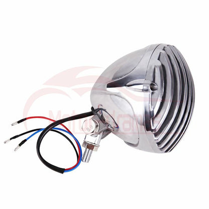 Chrome Headlight Finned Grill For Harley Motorcycle Bobber Cafe Racer Cruiser US