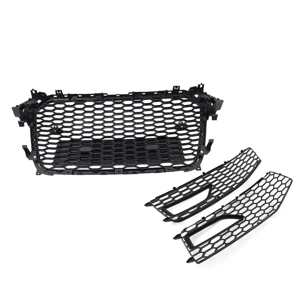 Front Honeycomb Bumper Grille Fog Light Covers Set For Audi A4 S4 2013-2015