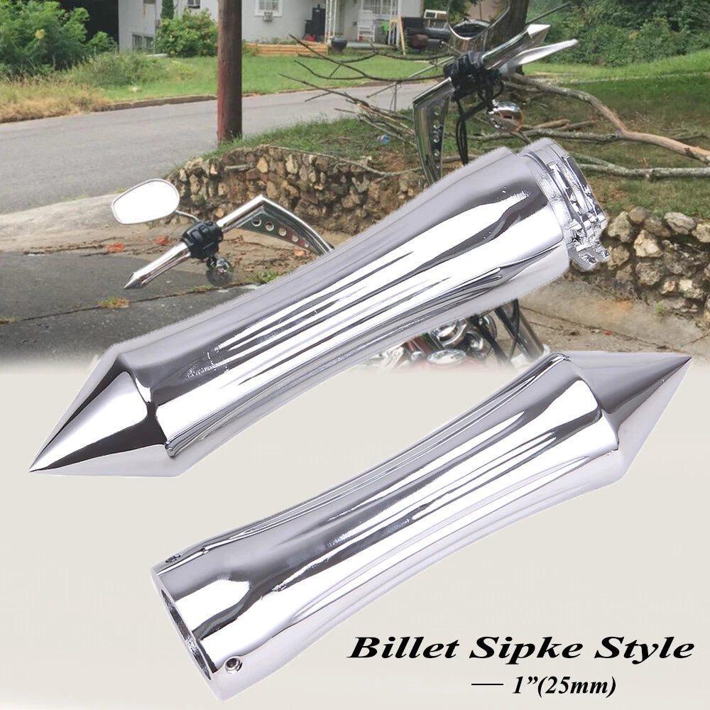 1" Billet Spike Hand Grips Handlebar For Harley Touring Sportster Dyna Softail