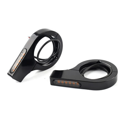 42-46MM LED Fork Turn Signal Light Indicator Amber For Harley touring Dyna Black