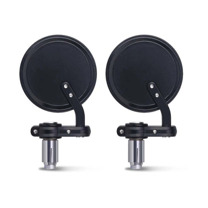 Folding Bar End Motorcycle Mirrors - Aluminum Black - Right and Left Cafe Racer