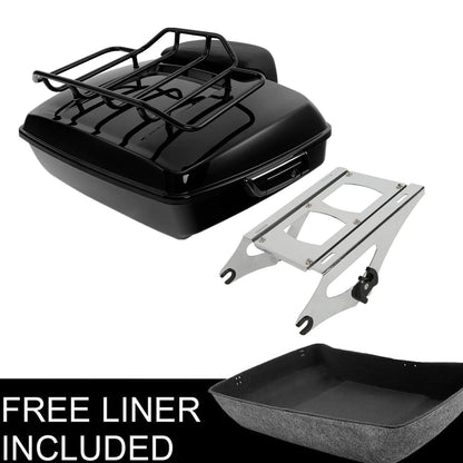 Chopped Trunk Backrest Pad & Mount Rack Fit For Harley Touring Models 2014-2025