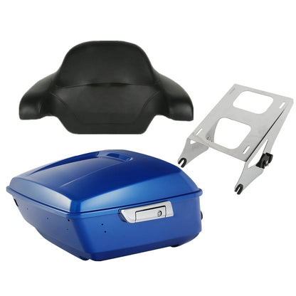 King Trunk Pad Mount Rack For Harley Touring Road Glide 2014-2026 Electric Blue