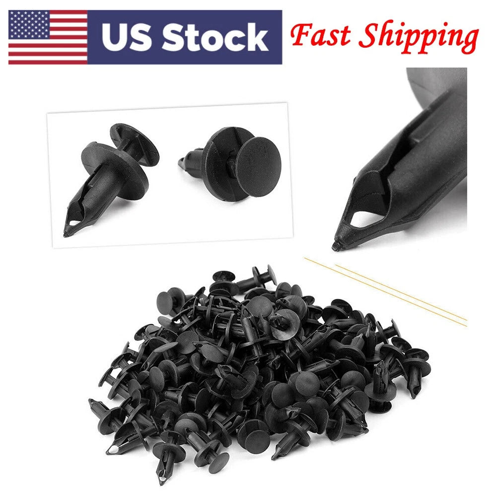 100pcs 8mm Car Bumper Fender Plastic Retainer Push Pin Clip Rivet Fasteners Car