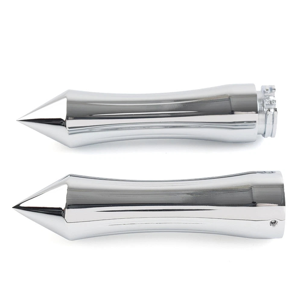 1" Spike Handlebar Grips With Throttle For Harley For Honda For Kawasaki Chrome