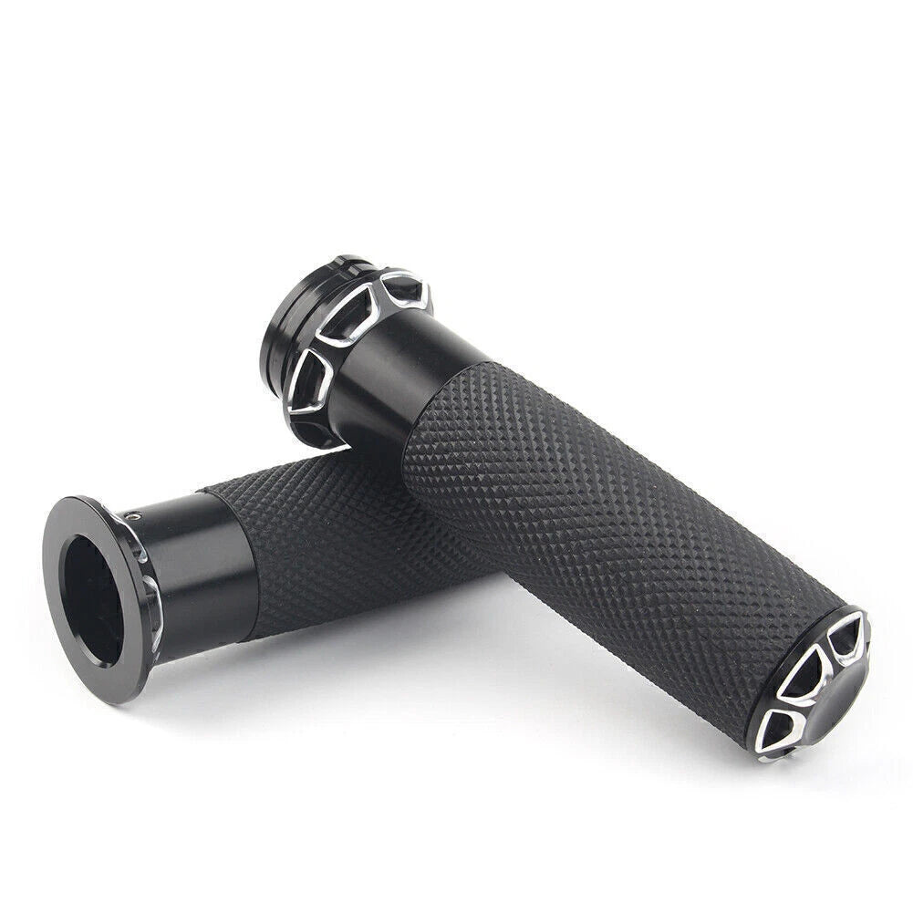 1" Handle Bar Hand Grips 25mm Black Fit Harley Touring Sportster XL883 XL1200
