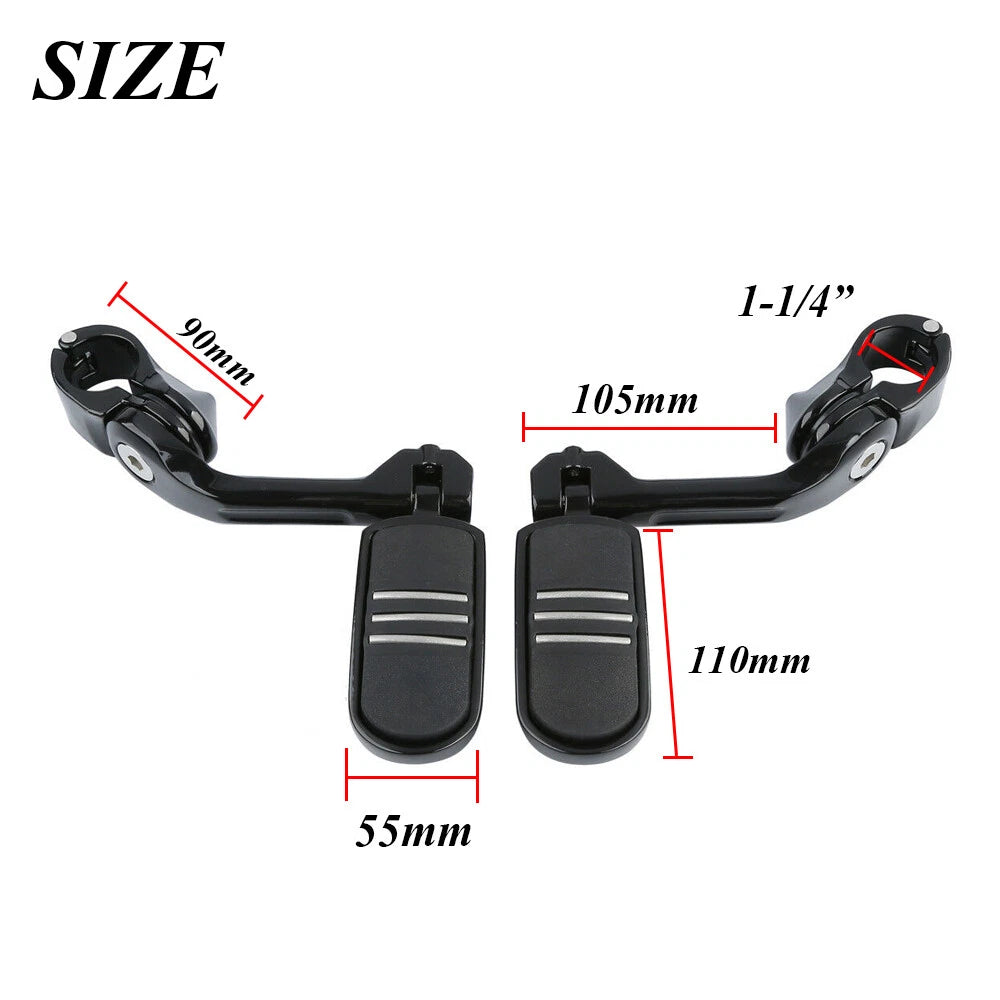 1-1/4" Long Angled Streamline Highway Engine Guard Foot Pegs For Harley Dyna US