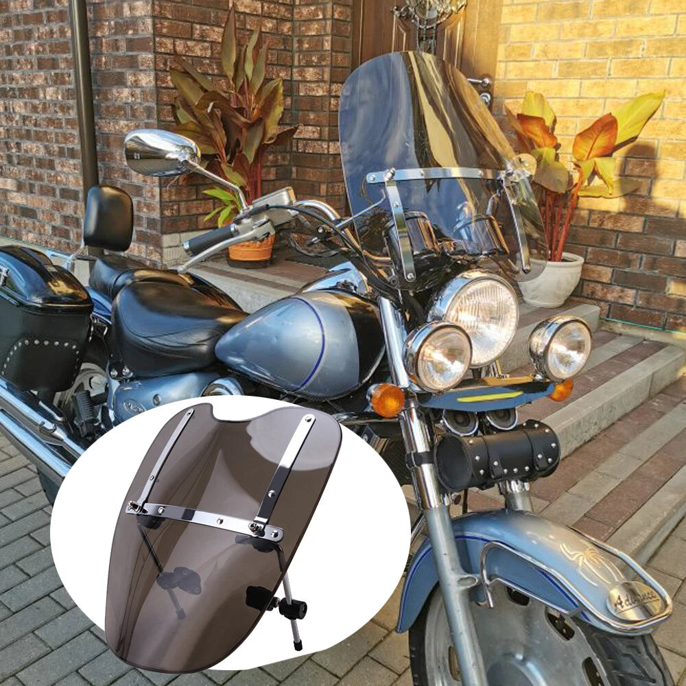 Motorcycle Windshield Windscreen for Harley Honda Suzuki Yamaha Cruiser 19"*17"