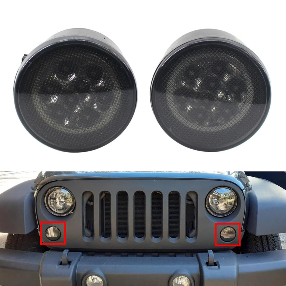 Front Grill Indicator Parking Lights Signal Lights For Jeep Wrangler JK 2007-17