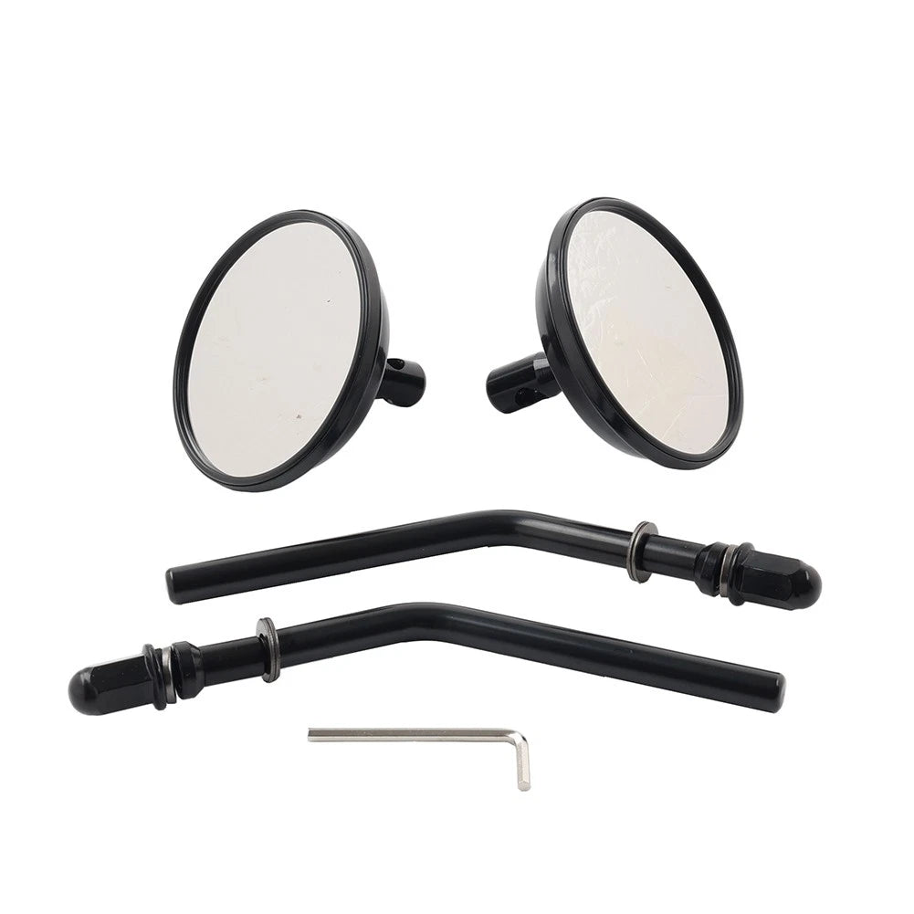 Motor Round Retro Rearview Side Mirrors For Harley Davidson Sporster 8mm Black