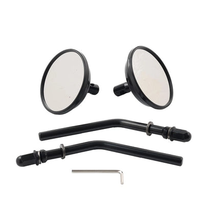 Motor Round Retro Rearview Side Mirrors For Harley Davidson Sporster 8mm Black