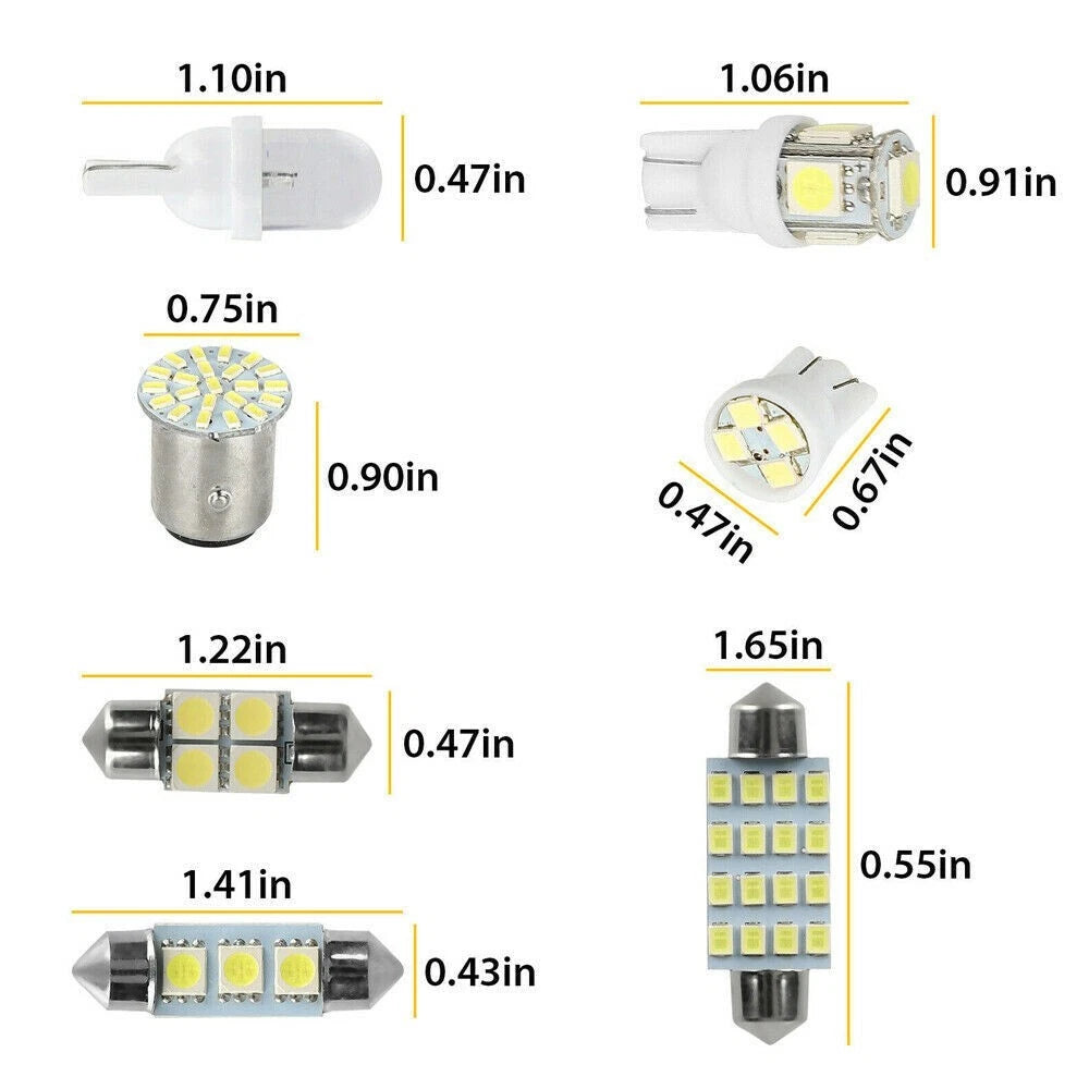 28Pcs LED Interior Lights Bulbs Set 6000K Car Trunk Dome Map License Plate Lamps